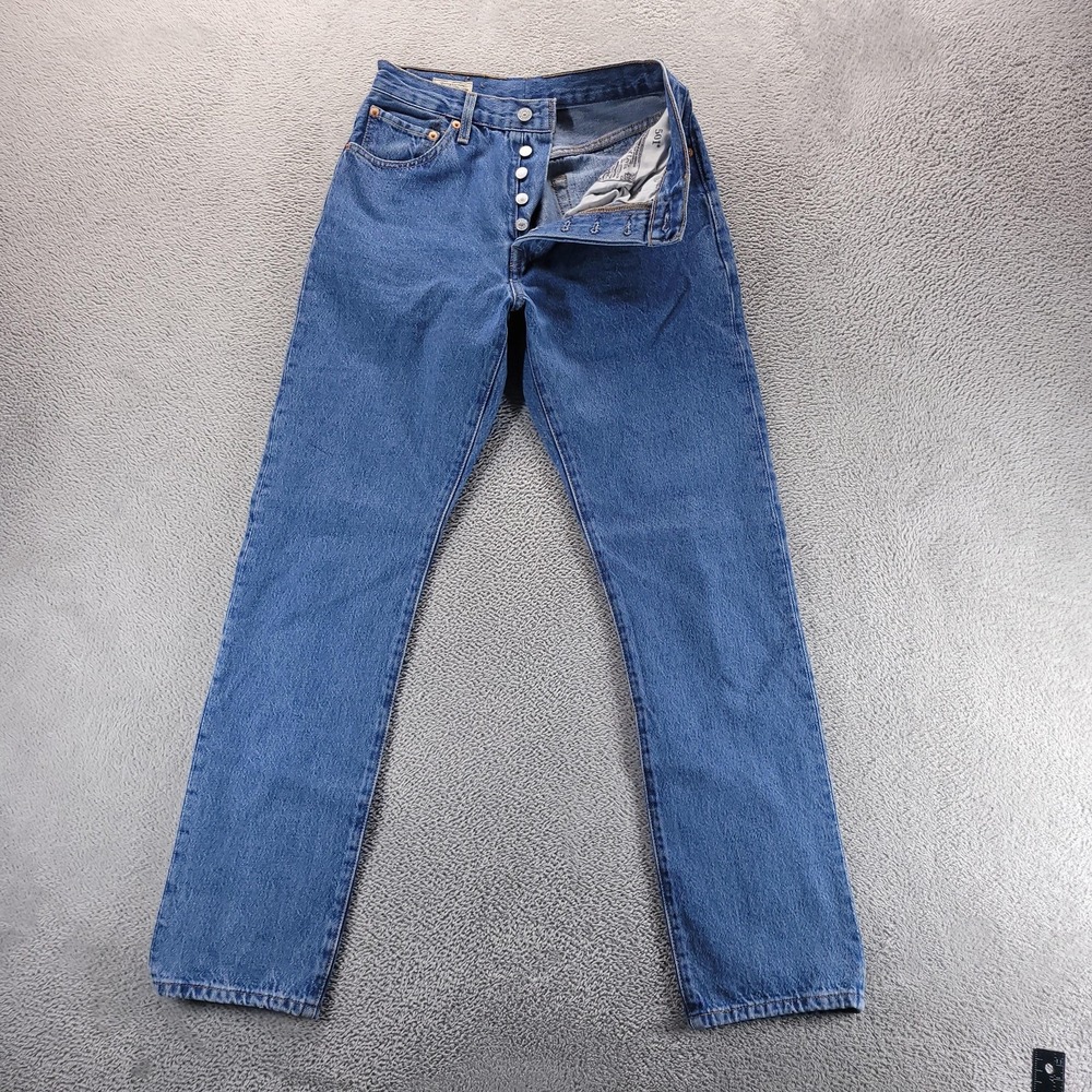 Levi's Jeans Womens 27 Blue 501 Original Straight Button Fly High Rise Denim